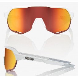 Okulary 100% S2 Soft Tact Off White - HiPER Red Multilayer Mirror Lens (Szkła Czerwone Lustrzane Wielowarstwowe, przepuszczalnoś