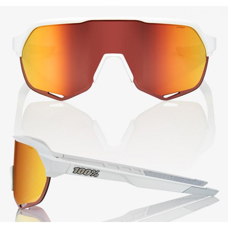 Okulary 100% S2 Soft Tact Off White - HiPER Red Multilayer Mirror Lens (Szkła Czerwone Lustrzane Wielowarstwowe, przepuszczalnoś