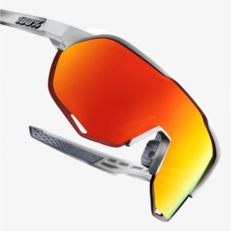 Okulary 100% S2 Soft Tact Off White - HiPER Red Multilayer Mirror Lens (Szkła Czerwone Lustrzane Wielowarstwowe, przepuszczalnoś