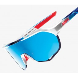 Okulary 100% S2 Matte White/Geo Print - HiPER Blue Multilayer Mirror Lens (Szkła Niebieskie Lustrzane Wielowarstwowe, przepuszcz