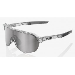 Okulary 100% S2 Polished Translucent Grey - HiPER Silver Mirror Lens (Szkła Srebrne Lustrzane, przepuszczalność światła 14% + Sz