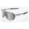 Okulary 100% S2 Polished Translucent Grey - HiPER Silver Mirror Lens (Szkła Srebrne Lustrzane, przepuszczalność światła 14% + Sz