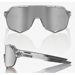 Okulary 100% S2 Polished Translucent Grey - HiPER Silver Mirror Lens (Szkła Srebrne Lustrzane, przepuszczalność światła 14% + Sz