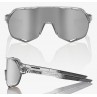 Okulary 100% S2 Polished Translucent Grey - HiPER Silver Mirror Lens (Szkła Srebrne Lustrzane, przepuszczalność światła 14% + Sz