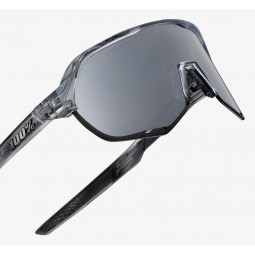 Okulary 100% S2 Polished Translucent Grey - HiPER Silver Mirror Lens (Szkła Srebrne Lustrzane, przepuszczalność światła 14% + Sz