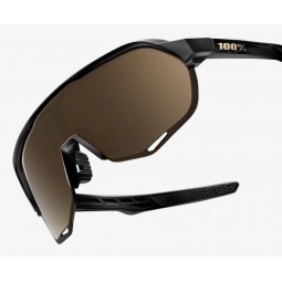 Okulary 100% S2 Matte Black - Soft Gold Lens (Szkła Złote, przepuszczalność światła 10% + Szkła Przeźroczyste, przepuszczalność 
