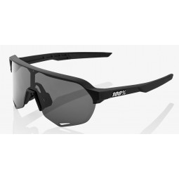 Okulary 100% S2 Soft Tact Black - Smoke Lens (Szkła Czarne Smoke, przepuszczalność światła 12% + Szkła Przeźroczyste, przepuszcz