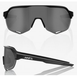 Okulary 100% S2 Soft Tact Black - Smoke Lens (Szkła Czarne Smoke, przepuszczalność światła 12% + Szkła Przeźroczyste, przepuszcz