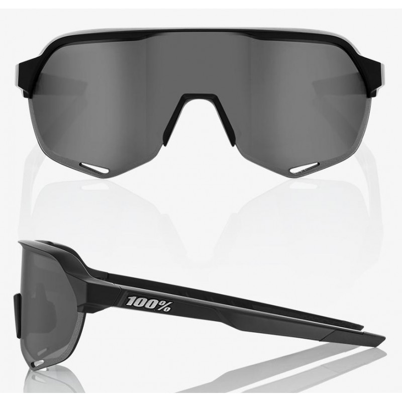 Okulary 100% S2 Soft Tact Black - Smoke Lens (Szkła Czarne Smoke, przepuszczalność światła 12% + Szkła Przeźroczyste, przepuszcz