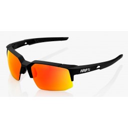 Okulary 100% SPEEDCOUPE Soft Tact Black - HIPER Red Multilayer Mirror Lens (Szkła Czerwone Lustrzane Wielowarstwowe, przepuszcza