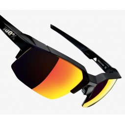 Okulary 100% SPEEDCOUPE Soft Tact Black - HIPER Red Multilayer Mirror Lens (Szkła Czerwone Lustrzane Wielowarstwowe, przepuszcza