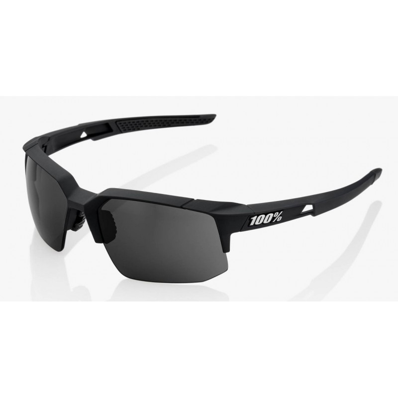 Okulary 100% SPEEDCOUPE Soft Tact Black - Smoke Lens (Szkła Czarne Smoke, przepuszczalność światła 12% + Szkła Przeźroczyste, pr