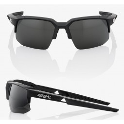 Okulary 100% SPEEDCOUPE Soft Tact Black - Smoke Lens (Szkła Czarne Smoke, przepuszczalność światła 12% + Szkła Przeźroczyste, pr