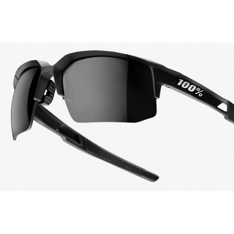 Okulary 100% SPEEDCOUPE Soft Tact Black - Smoke Lens (Szkła Czarne Smoke, przepuszczalność światła 12% + Szkła Przeźroczyste, pr
