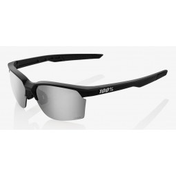 Okulary 100% SPORTCOUPE Matte Black - HiPER Silver Mirror Lens (Szkła Srebrne Lustrzane, przepuszczalność światła 14% + Szkła Pr