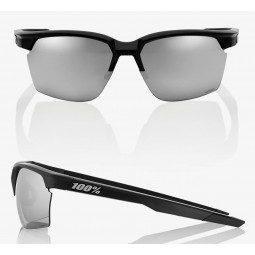 Okulary 100% SPORTCOUPE Matte Black - HiPER Silver Mirror Lens (Szkła Srebrne Lustrzane, przepuszczalność światła 14% + Szkła Pr