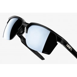Okulary 100% SPORTCOUPE Matte Black - HiPER Silver Mirror Lens (Szkła Srebrne Lustrzane, przepuszczalność światła 14% + Szkła Pr