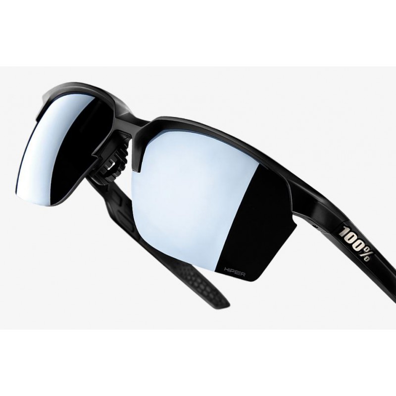 Okulary 100% SPORTCOUPE Matte Black - HiPER Silver Mirror Lens (Szkła Srebrne Lustrzane, przepuszczalność światła 14% + Szkła Pr