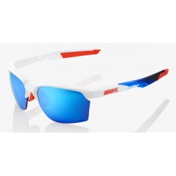 Okulary 100% SPORTCOUPE Matte White / Geo Pattern - HiPER Blue Multilayer Mirror Lens (Szkła Niebieskie Lustrzane Wielowarstwowe