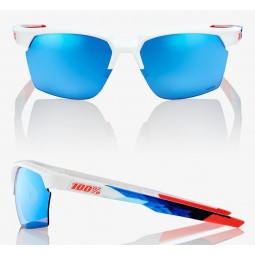 Okulary 100% SPORTCOUPE Matte White / Geo Pattern - HiPER Blue Multilayer Mirror Lens (Szkła Niebieskie Lustrzane Wielowarstwowe