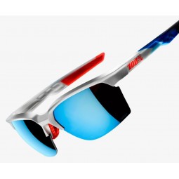 Okulary 100% SPORTCOUPE Matte White / Geo Pattern - HiPER Blue Multilayer Mirror Lens (Szkła Niebieskie Lustrzane Wielowarstwowe