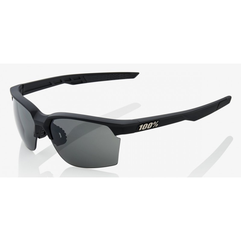 Okulary 100% SPORTCOUPE Soft Tact Black - Smoke Lens (Szkła Czarne Smoke, przepuszczalność światła 12% + Szkła Przeźroczyste, pr