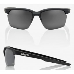 Okulary 100% SPORTCOUPE Soft Tact Black - Smoke Lens (Szkła Czarne Smoke, przepuszczalność światła 12% + Szkła Przeźroczyste, pr