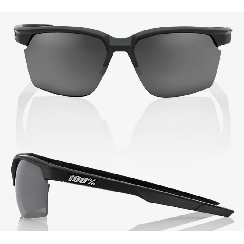 Okulary 100% SPORTCOUPE Soft Tact Black - Smoke Lens (Szkła Czarne Smoke, przepuszczalność światła 12% + Szkła Przeźroczyste, pr