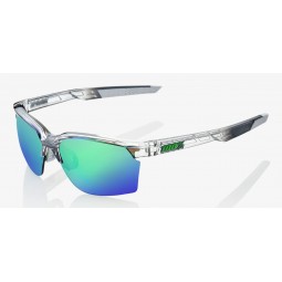 Okulary 100% SPORTCOUPE Polished Translucent Crystal Grey - Green Multilayer Mirror Lens (Szkła Zielone Lustrzane Wielowarstwowe