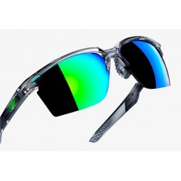 Okulary 100% SPORTCOUPE Polished Translucent Crystal Grey - Green Multilayer Mirror Lens (Szkła Zielone Lustrzane Wielowarstwowe
