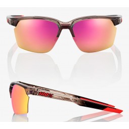 Okulary 100% SPORTCOUPE Polished Translucent Crystal Smoke - Purple Multilayer Mirror Lens (Szkła Fioletowe Lustrzane Wielowarst