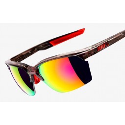 Okulary 100% SPORTCOUPE Polished Translucent Crystal Smoke - Purple Multilayer Mirror Lens (Szkła Fioletowe Lustrzane Wielowarst