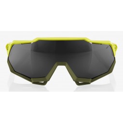 Okulary 100% SPEEDTRAP Soft Tact Banana - Black Mirror Lens (Szkła Czarne Lustrzane, przepuszczalność światła 11% + Szkła Przeźr