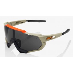 Okulary 100% SPEEDTRAP Soft Tact Quicksand - Smoke Lens (Szkła Smoke, przepuszczalność światła 12% + Szkła Przeźroczyste, przepu