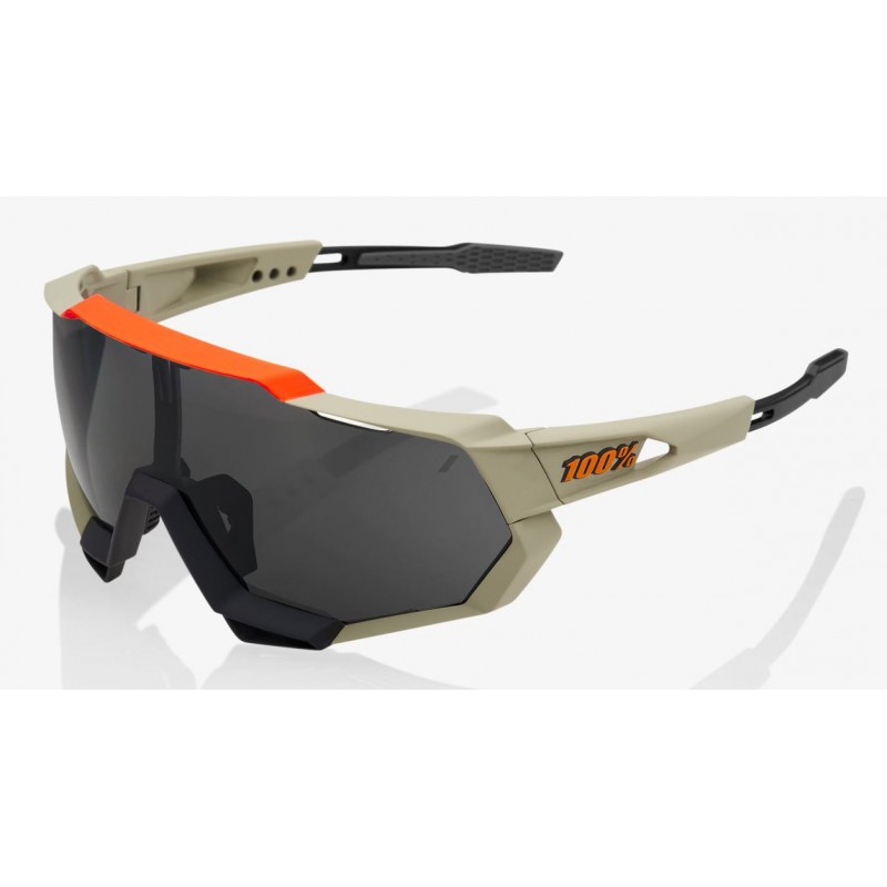 Okulary 100% SPEEDTRAP Soft Tact Quicksand - Smoke Lens (Szkła Smoke, przepuszczalność światła 12% + Szkła Przeźroczyste, przepu