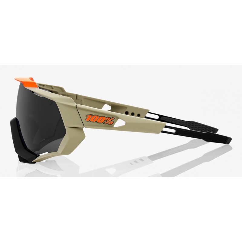 Okulary 100% SPEEDTRAP Soft Tact Quicksand - Smoke Lens (Szkła Smoke, przepuszczalność światła 12% + Szkła Przeźroczyste, przepu