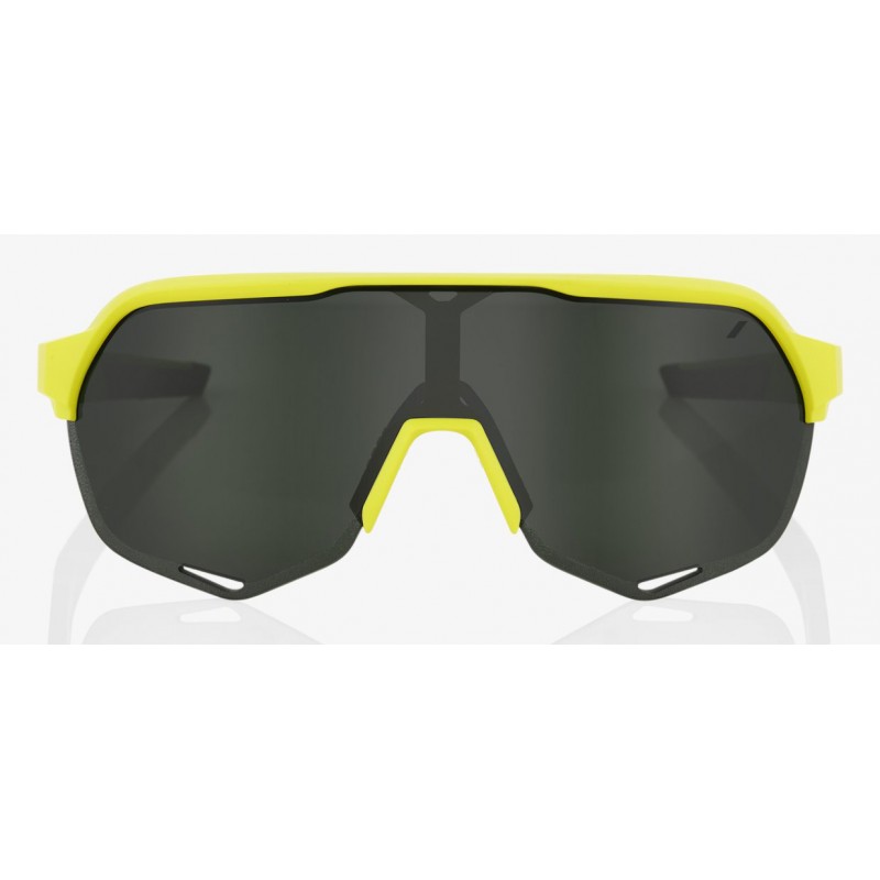 Okulary 100% S2 Soft Tact Banana - Grey Green Lens (Szkła Szaro Zielone, przepuszczalność światła 12% + Szkła Przeźroczyste, prz