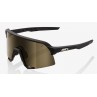 Okulary 100% S3 Soft Tact Black - Soft Gold Lens (Szkła Złote, przepuszczalność światła 10% + Szkła Przeźroczyste, przepuszczaln