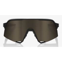 Okulary 100% S3 Soft Tact Black - Soft Gold Lens (Szkła Złote, przepuszczalność światła 10% + Szkła Przeźroczyste, przepuszczaln
