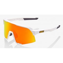 Okulary 100% S3 Soft Tact White - HiPER Red Multilayer Mirror Lens (Szkła Czerwone Lustrzane Wielowarstwowe, przepuszczalność św