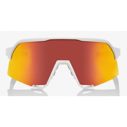 Okulary 100% S3 Soft Tact White - HiPER Red Multilayer Mirror Lens (Szkła Czerwone Lustrzane Wielowarstwowe, przepuszczalność św