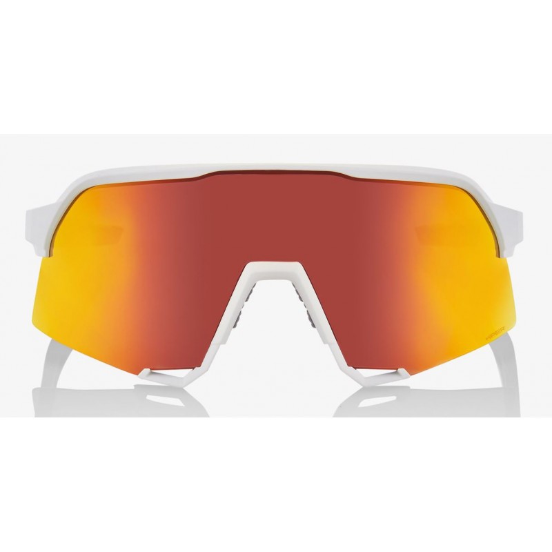 Okulary 100% S3 Soft Tact White - HiPER Red Multilayer Mirror Lens (Szkła Czerwone Lustrzane Wielowarstwowe, przepuszczalność św