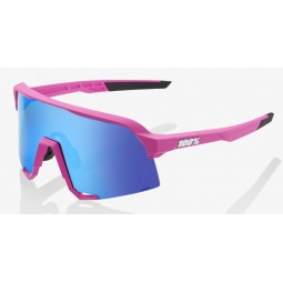 Okulary 100% S3 Matte Pink - HiPER Blue Multilayer Mirror Lens (Szkła Niebieskie Lustrzane Wielowarstwowe, przepuszczalność świa