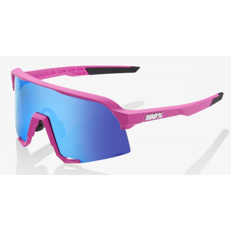 Okulary 100% S3 Matte Pink - HiPER Blue Multilayer Mirror Lens (Szkła Niebieskie Lustrzane Wielowarstwowe, przepuszczalność świa