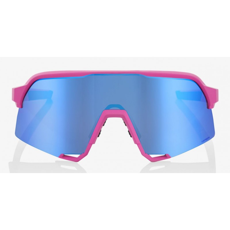 Okulary 100% S3 Matte Pink - HiPER Blue Multilayer Mirror Lens (Szkła Niebieskie Lustrzane Wielowarstwowe, przepuszczalność świa