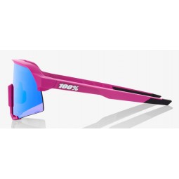 Okulary 100% S3 Matte Pink - HiPER Blue Multilayer Mirror Lens (Szkła Niebieskie Lustrzane Wielowarstwowe, przepuszczalność świa