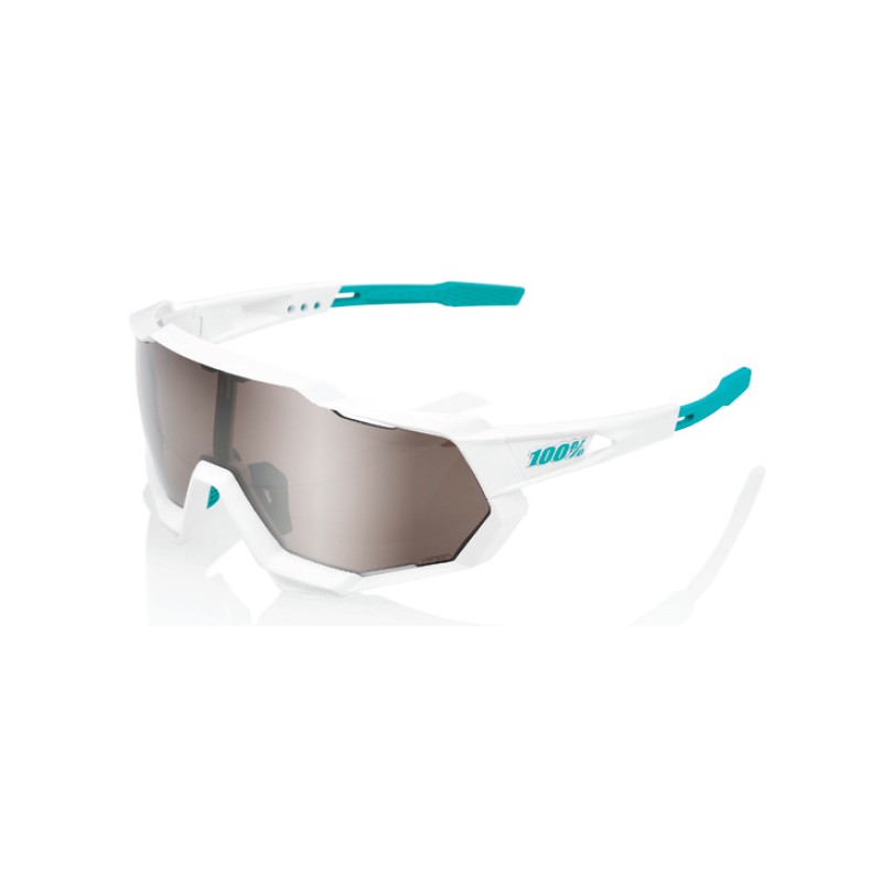 Okulary 100% SPEEDTRAP BORA Hans Grohe Team White - HiPER Silver Mirror Lens (Szkła Srebrne Lustrzane, przepuszczalność światła 