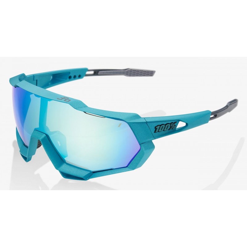 Okulary 100% SPEEDTRAP Peter Sagan LE Blue Topaz - Blue Topaz Multilayer Mirror Lens - HiPER Silver Mirror Lens (Szkła Błękitne 
