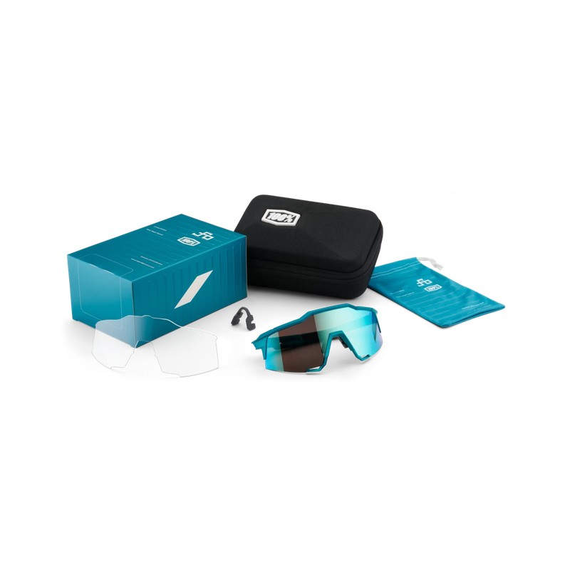Okulary 100% SPEEDCRAFT Peter Sagan LE Blue Topaz - Blue Topaz Multilayer Mirror Lens (Szkła Błękitne Lustrzane Wielowarstwowe, 