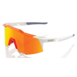 Okulary 100% SPEEDCRAFT White Neon Orange - HiPER Red Multilayer Mirror Lens (Szkła Czerwone Lustrzane Wielowarstwowe, przepuszc